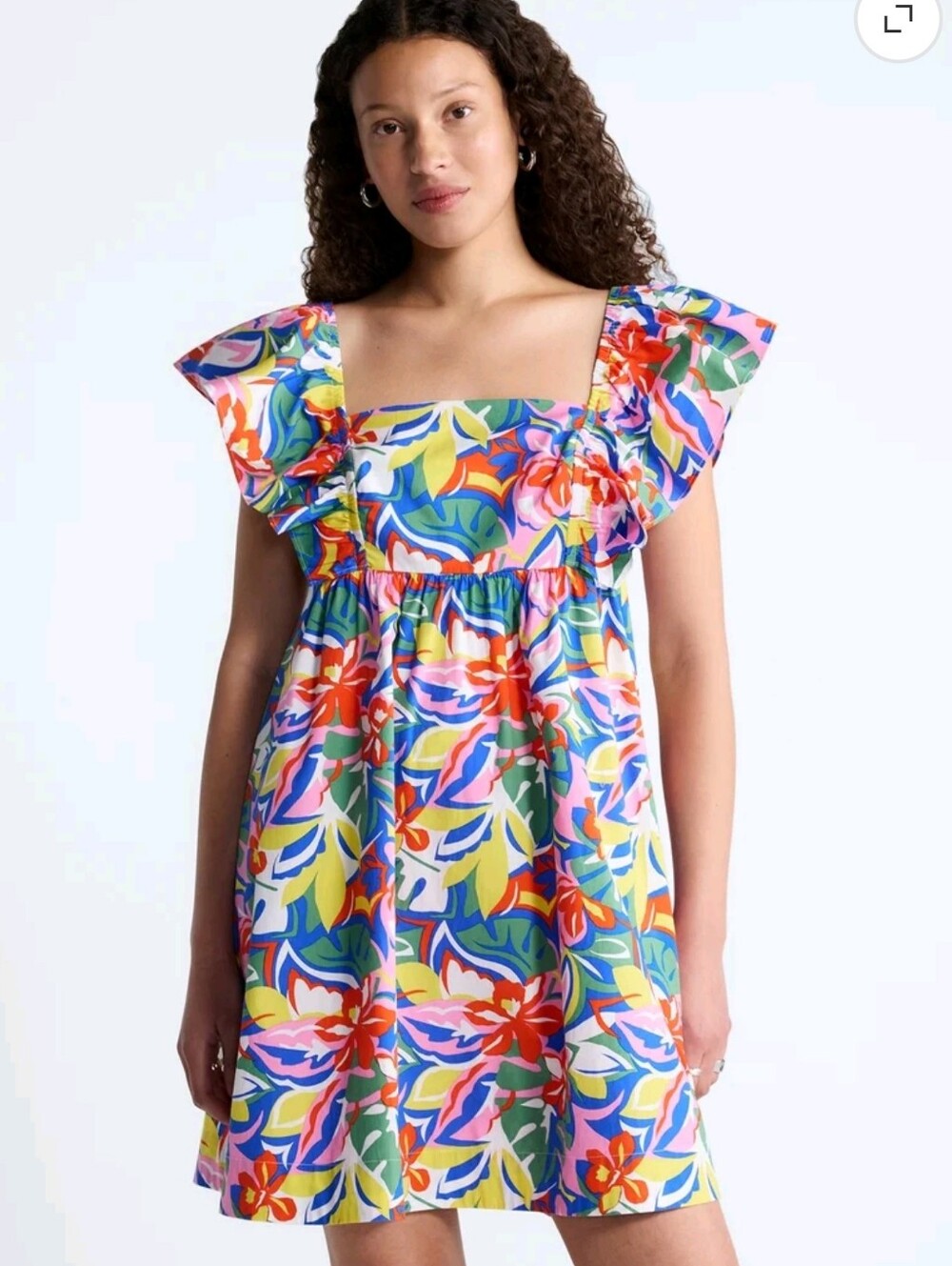 Free Assembly Women's  Square Neck Flutter Sleeve Mini Dress